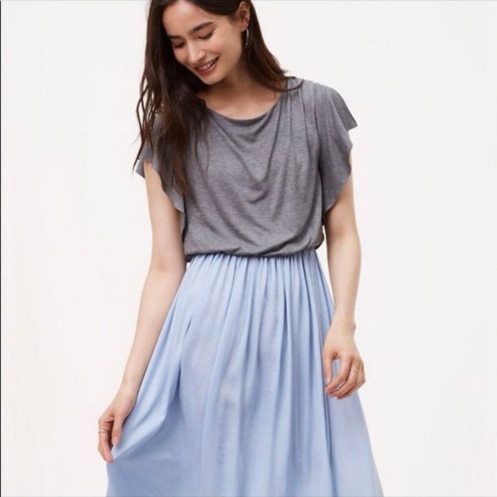 Loft NWT flutter sleeve mixed media dress